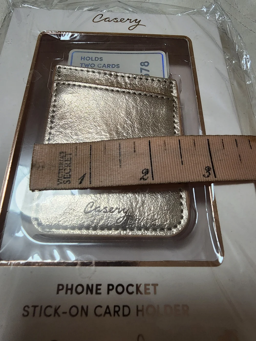 Metallic Gold Stick-On Phone Card Pocket